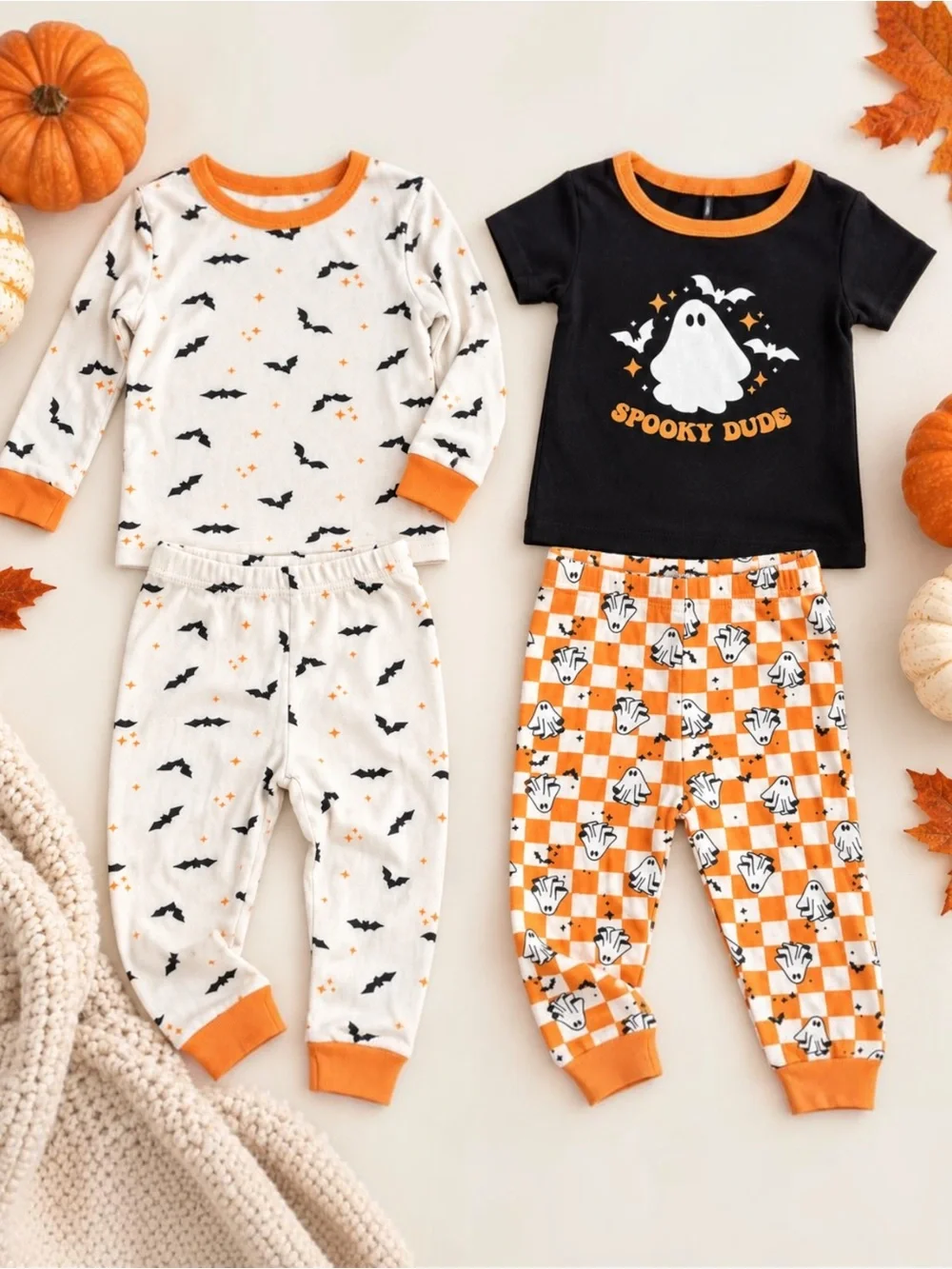 Chickpea Baby Boy 12M Halloween Pajamas 2 Sets Ghost Bat 100% Cotton